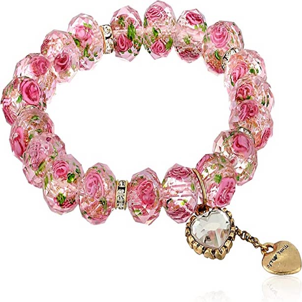 Betsey Johnson Tzarina Pink Beads Stretch Bracelet